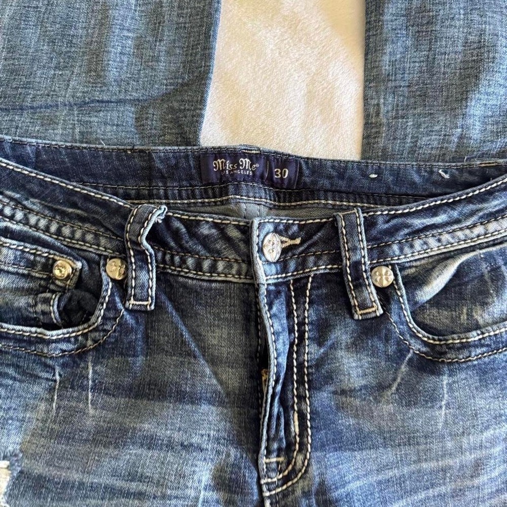 Miss Me mid wash low-rise Y2K vintage rhinestone denim jeans grunge country - Picture 4 of 6